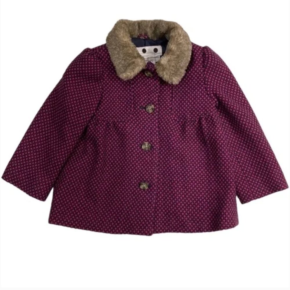 Girls Wool Blend Faux Fur Trim Cherokee Peacoat